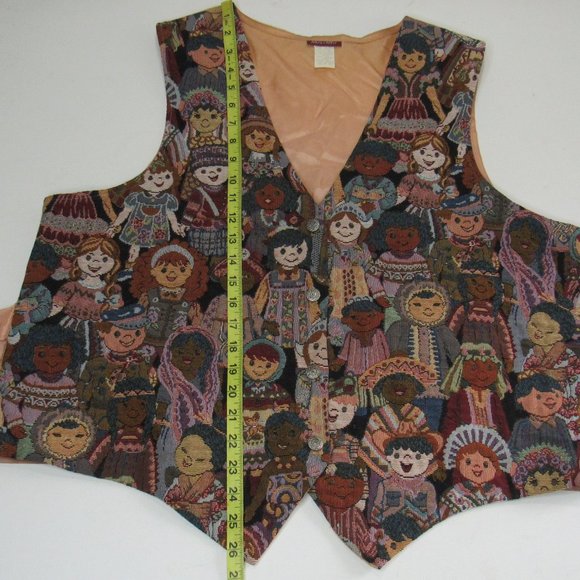 Vintage Mustang Women's Tapestry Vest CHILDREN OF THE WORLD Size 2X - Picture 5 of 7